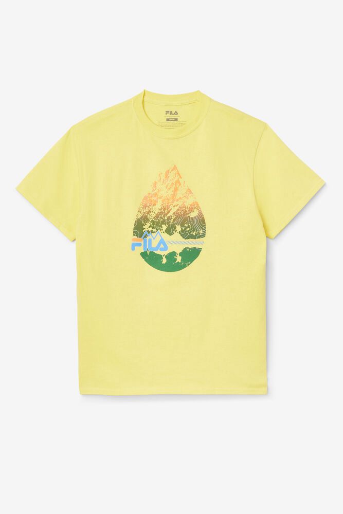 Fila Raindrop T-Shirt Yellow - Mens - 57024ONQP